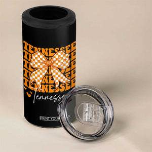 Vintage Tennessee Coquette Bow 4 in 1 Can Cooler Tumbler Retro TN Orange Checkered Print US State TS10 Print Your Wear