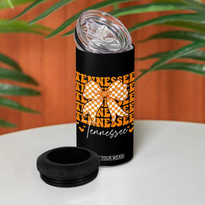 Vintage Tennessee Coquette Bow 4 in 1 Can Cooler Tumbler Retro TN Orange Checkered Print US State TS10 Print Your Wear