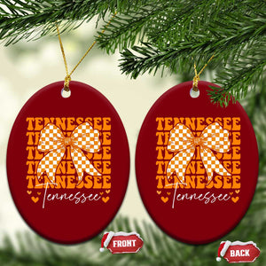 Vintage Tennessee Coquette Bow Ceramic Ornament Retro TN Orange Checkered Print US State TS10 Print Your Wear