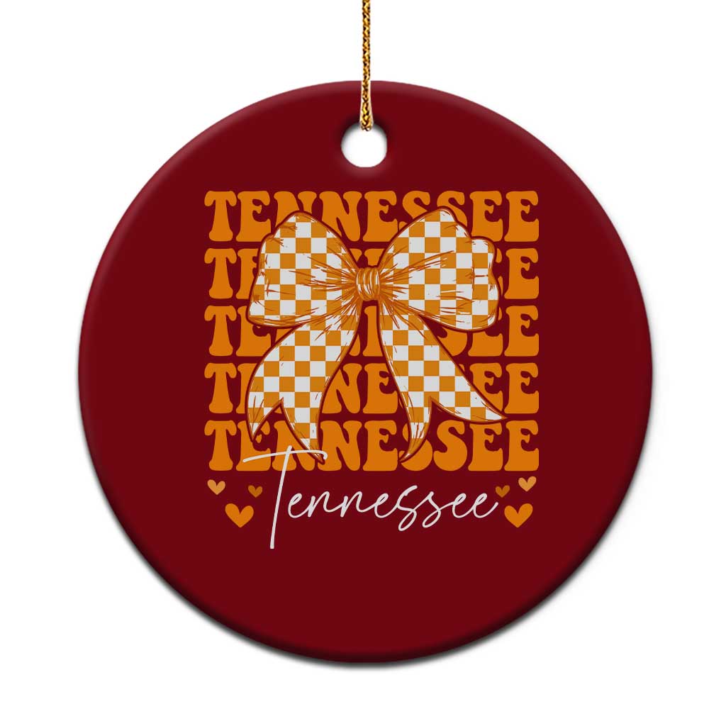 Vintage Tennessee Coquette Bow Ceramic Ornament Retro TN Orange Checkered Print US State TS10 1pc Red Print Your Wear