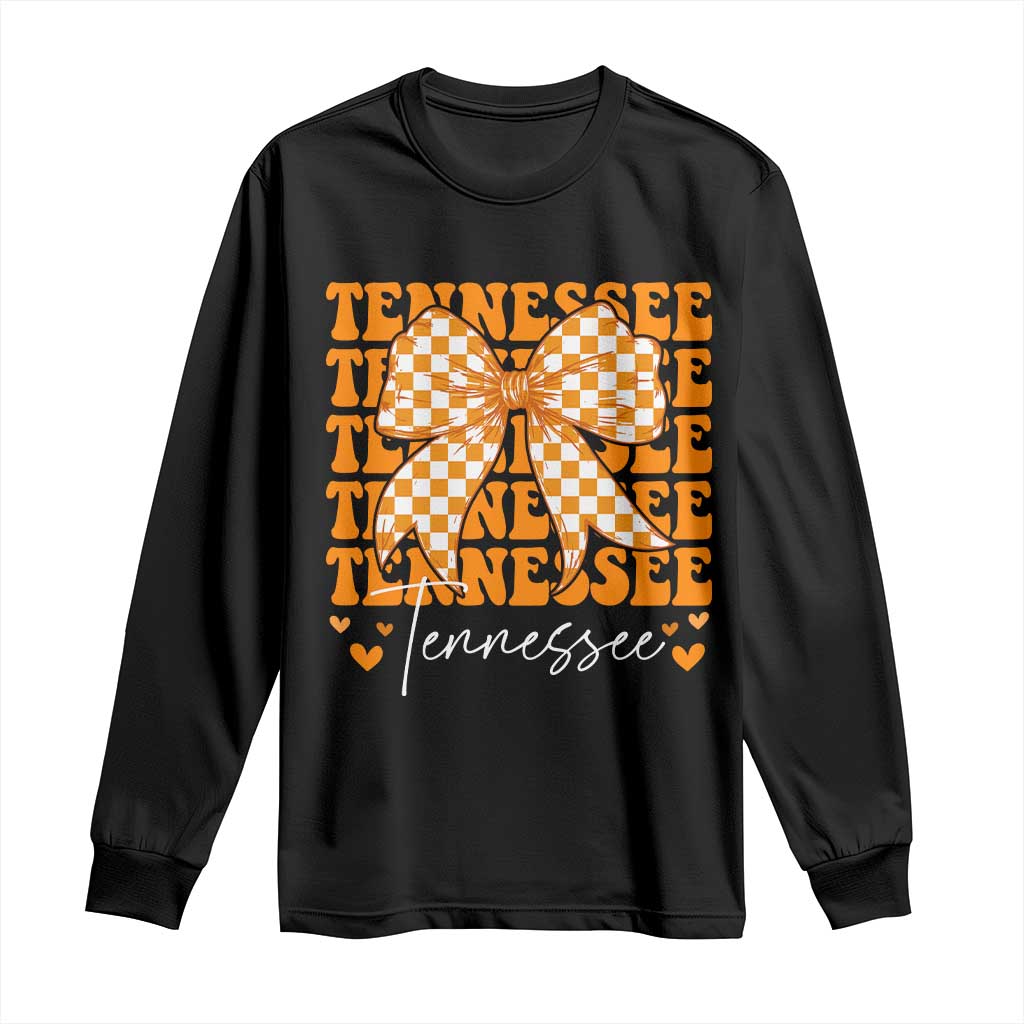 Vintage Tennessee Coquette Bow Long Sleeve Shirt Retro TN Orange Checkered Print US State TS10 Black Print Your Wear