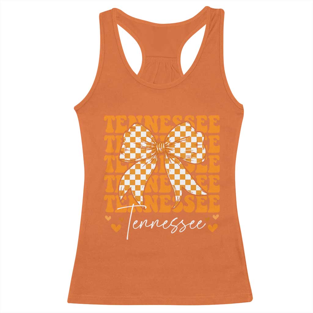 Vintage Tennessee Coquette Bow Racerback Tank Top Retro TN Orange Checkered Print US State TS10 Orange Print Your Wear
