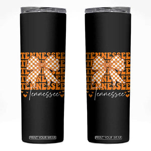 Vintage Tennessee Coquette Bow Skinny Tumbler Retro TN Orange Checkered Print US State TS10 Black Print Your Wear