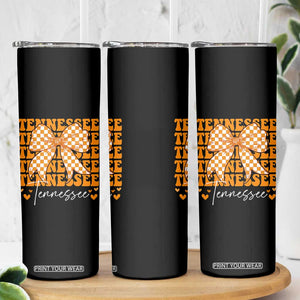 Vintage Tennessee Coquette Bow Skinny Tumbler Retro TN Orange Checkered Print US State TS10 Print Your Wear