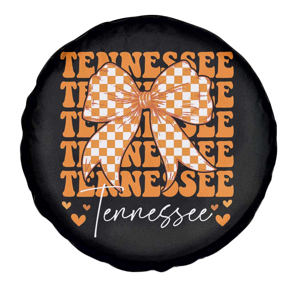 Vintage Tennessee Coquette Bow Spare Tire Cover Retro TN Orange Checkered Print US State TS10 Print Your Wear