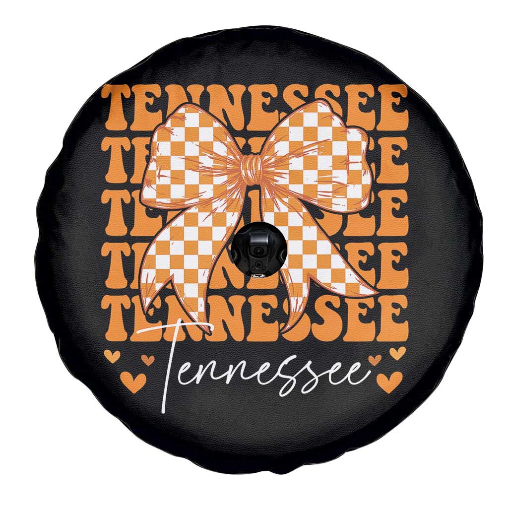 Vintage Tennessee Coquette Bow Spare Tire Cover Retro TN Orange Checkered Print US State TS10 Print Your Wear