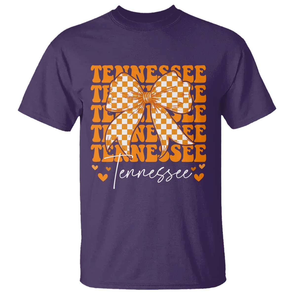 Vintage Tennessee Coquette Bow T Shirt Retro TN Orange Checkered Print US State TS10 Purple Print Your Wear