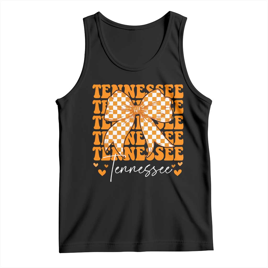 Vintage Tennessee Coquette Bow Tank Top Retro TN Orange Checkered Print US State TS10 Black Print Your Wear