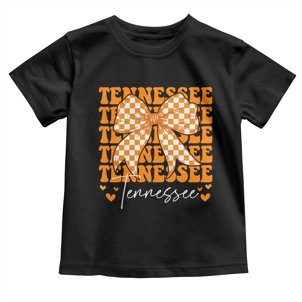 Vintage Tennessee Coquette Bow Toddler T Shirt Retro TN Orange Checkered Print US State TS10 Black Print Your Wear