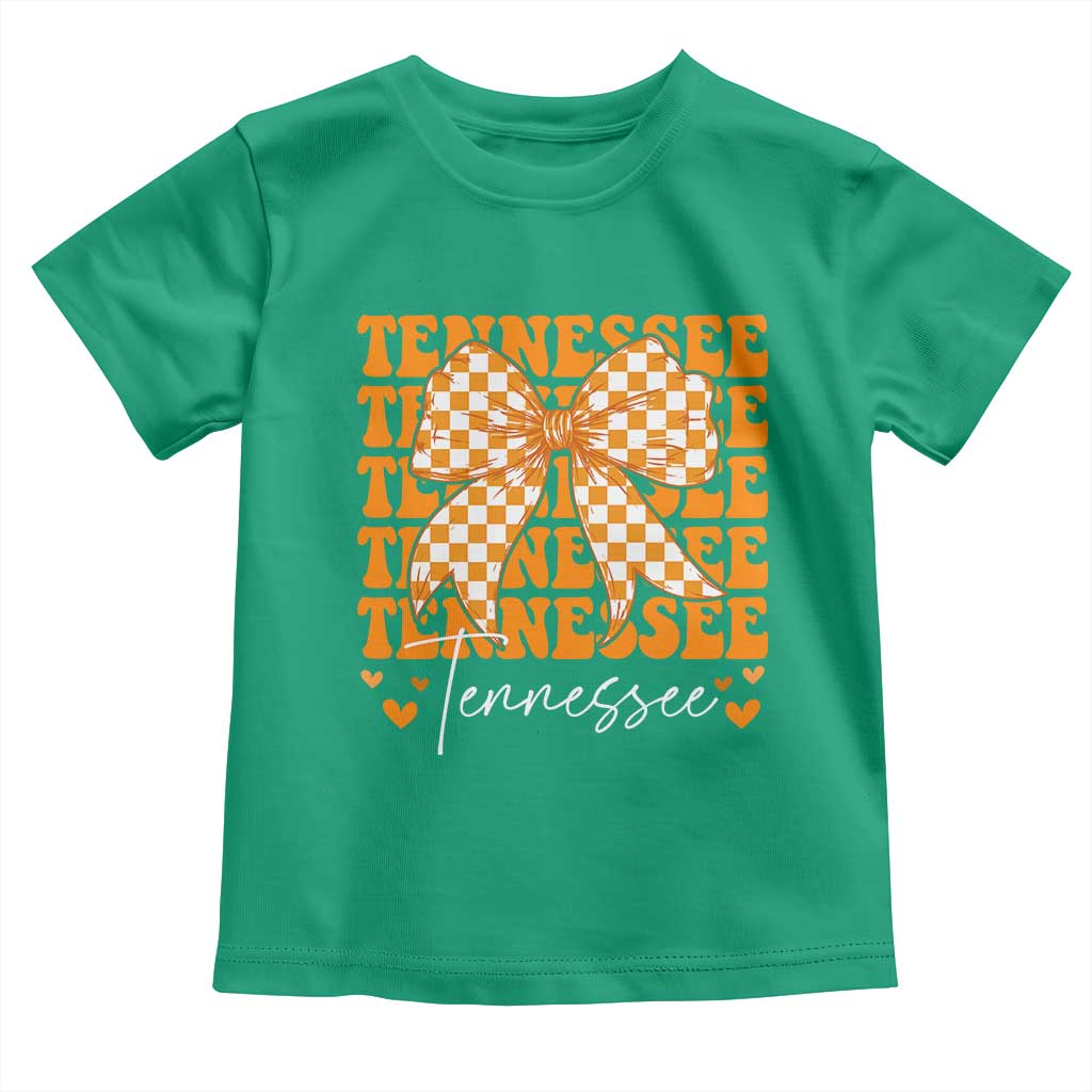 Vintage Tennessee Coquette Bow Toddler T Shirt Retro TN Orange Checkered Print US State TS10 Irish Green Print Your Wear