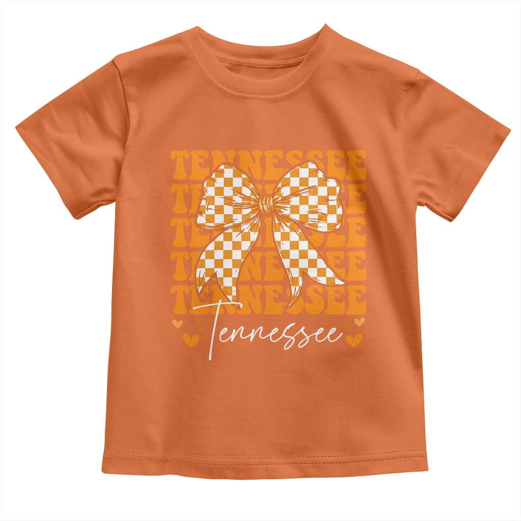 Vintage Tennessee Coquette Bow Toddler T Shirt Retro TN Orange Checkered Print US State TS10 Orange Print Your Wear