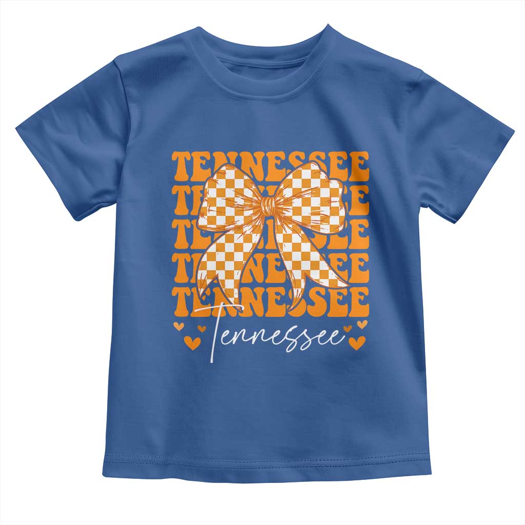 Vintage Tennessee Coquette Bow Toddler T Shirt Retro TN Orange Checkered Print US State TS10 Royal Blue Print Your Wear