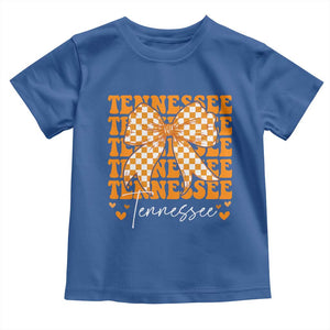 Vintage Tennessee Coquette Bow Toddler T Shirt Retro TN Orange Checkered Print US State TS10 Royal Blue Print Your Wear
