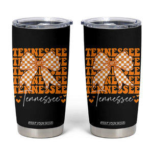 Vintage Tennessee Coquette Bow Tumbler Cup Retro TN Orange Checkered Print US State TS10 Black Print Your Wear