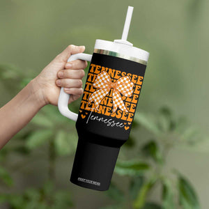 Vintage Tennessee Coquette Bow Tumbler With Handle Retro TN Orange Checkered Print US State TS10 Print Your Wear