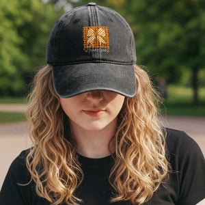 Vintage Tennessee Coquette Bow Washed Cotton Baseball Cap Retro TN Orange Checkered Print US State TS10 Print Your Wear