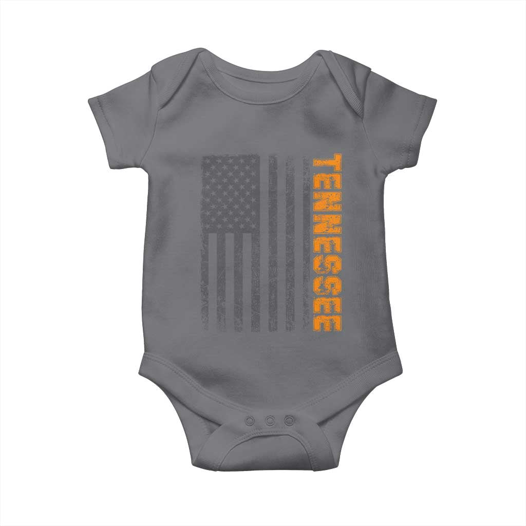 Vintage Tennessee Baby Onesie Retro Orange TN USA Flag Patriotic US State TS10 Charcoal Print Your Wear