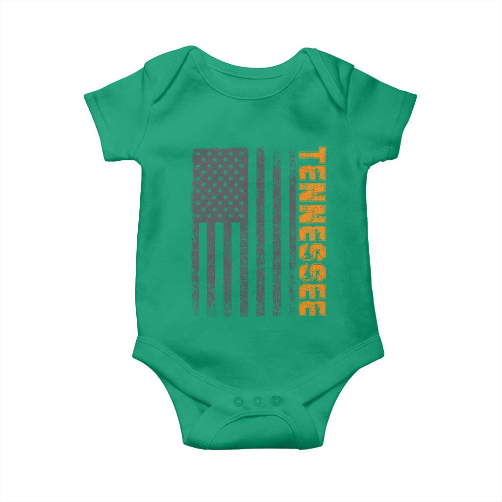 Vintage Tennessee Baby Onesie Retro Orange TN USA Flag Patriotic US State TS10 Irish Green Print Your Wear