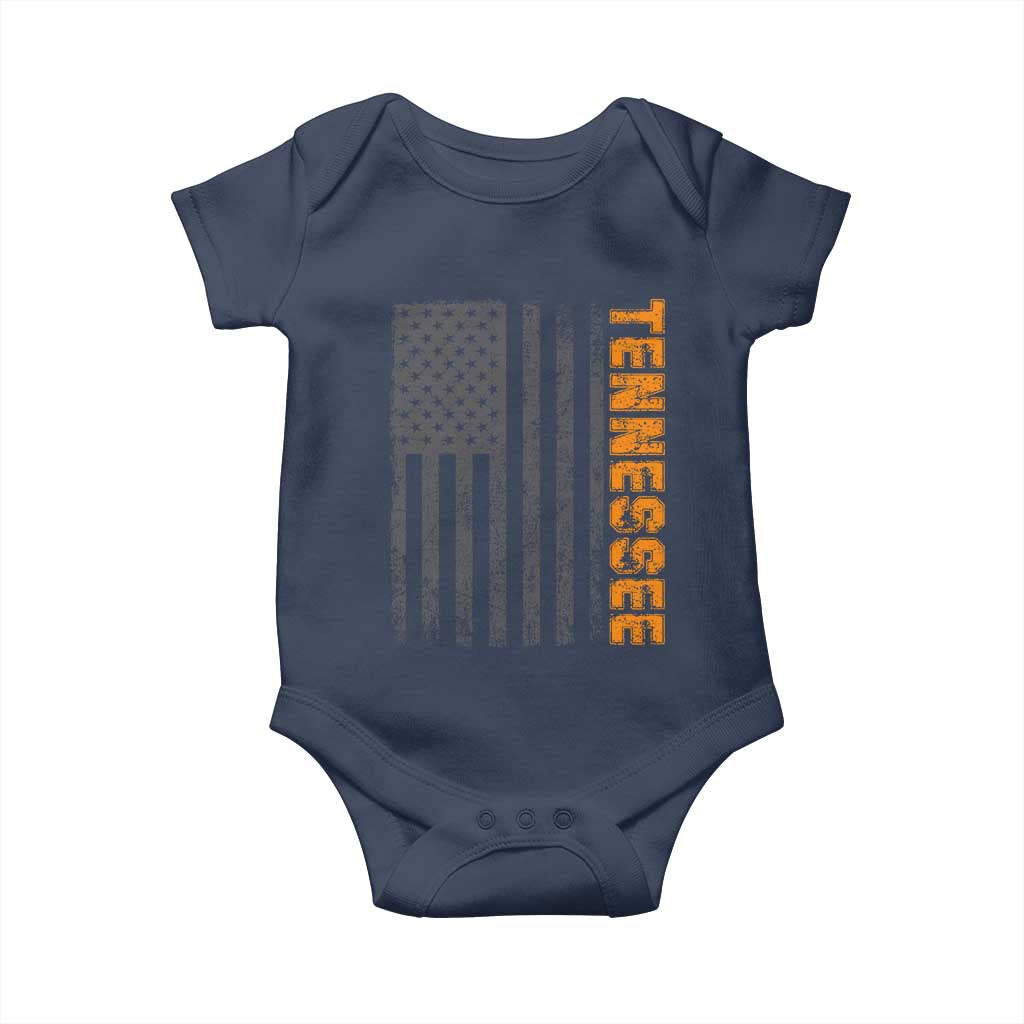 Vintage Tennessee Baby Onesie Retro Orange TN USA Flag Patriotic US State TS10 Navy Print Your Wear