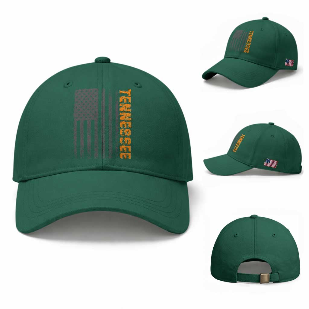 Vintage Tennessee Baseball Cap Retro Orange TN USA Flag Patriotic US State TS10 Baseball Cap Universal Fit Irish Green Print Your Wear