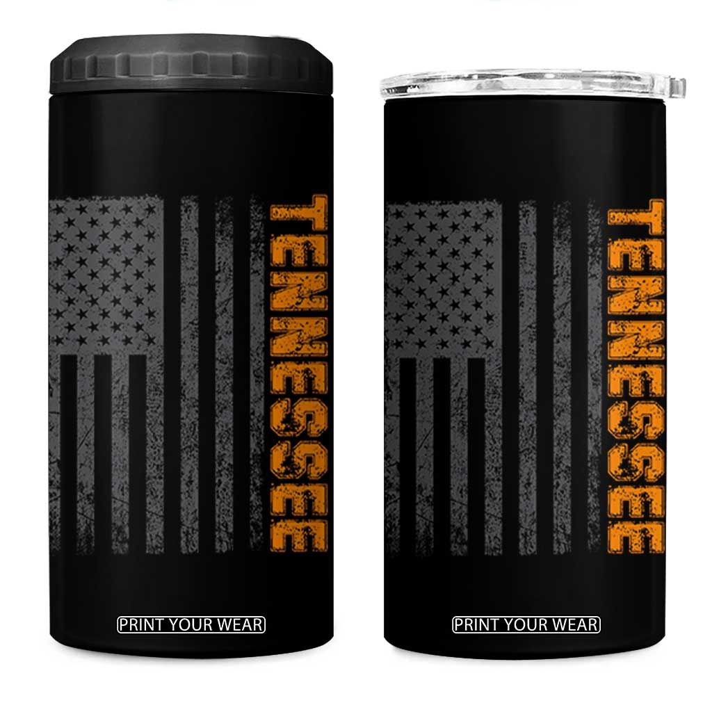Vintage Tennessee 4 in 1 Can Cooler Tumbler Retro Orange TN USA Flag Patriotic US State TS10 One Size: 16 oz Black Print Your Wear