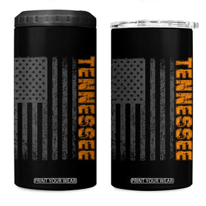 Vintage Tennessee 4 in 1 Can Cooler Tumbler Retro Orange TN USA Flag Patriotic US State TS10 One Size: 16 oz Black Print Your Wear