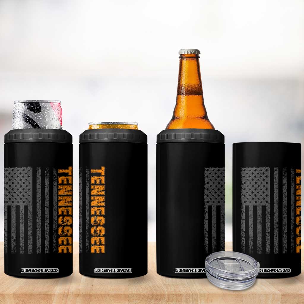Vintage Tennessee 4 in 1 Can Cooler Tumbler Retro Orange TN USA Flag Patriotic US State TS10 Print Your Wear