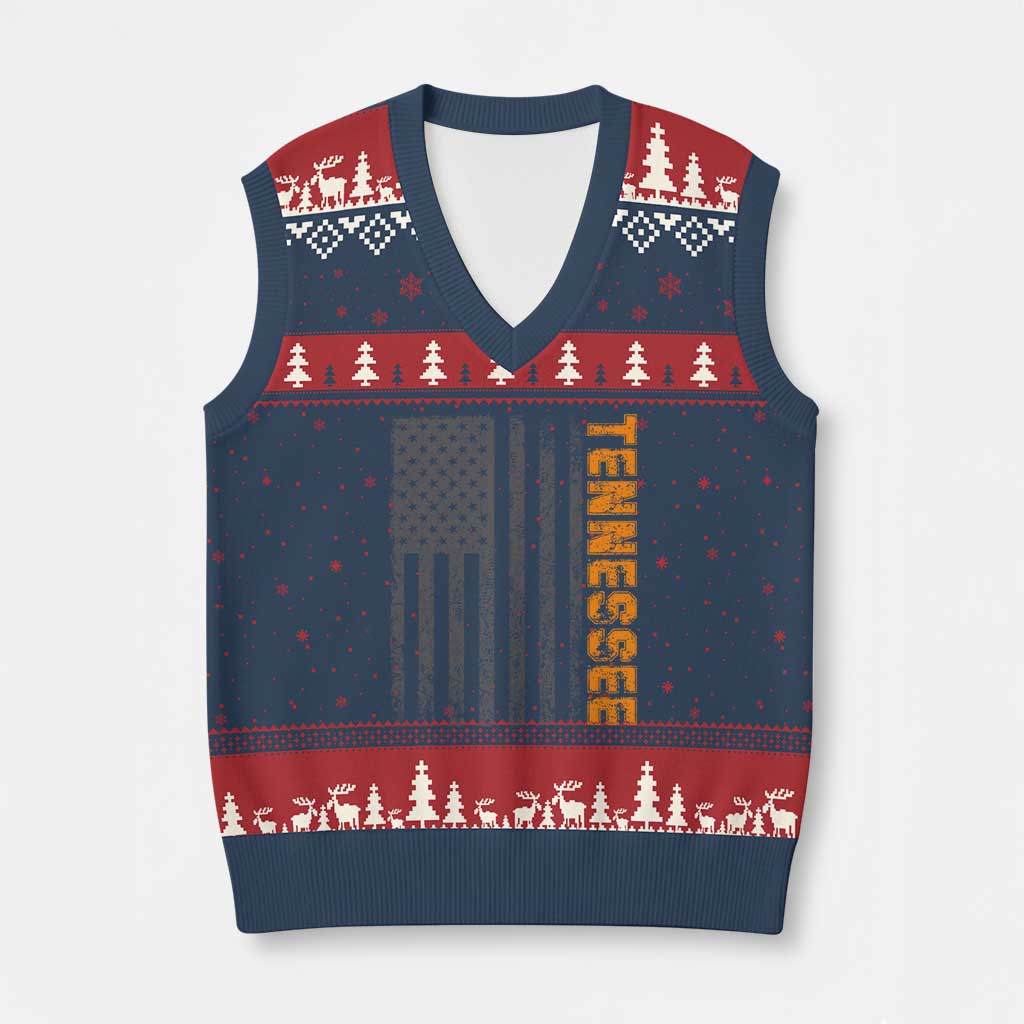 Vintage Tennessee V-Neck Knit Sweater Vest Retro Orange TN USA Flag Patriotic US State TS10 Navy Red Print Your Wear