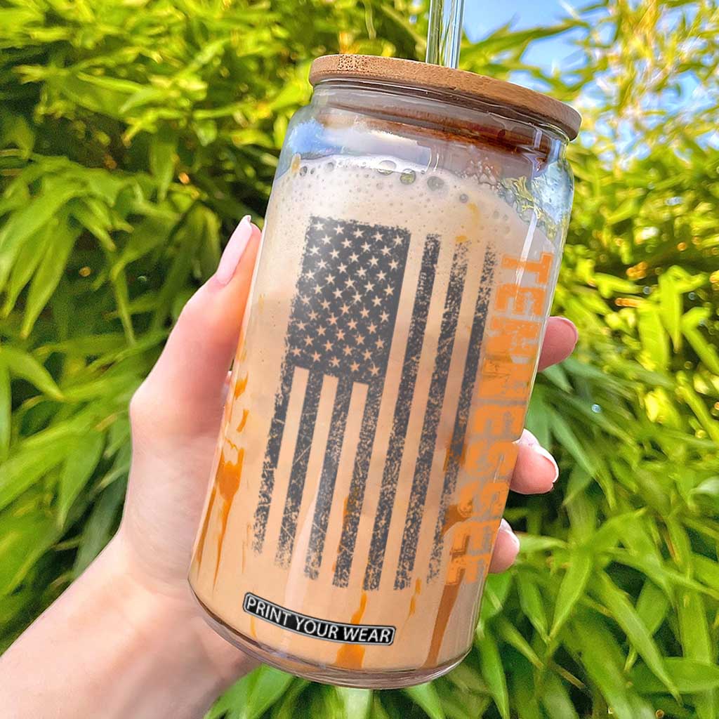 Vintage Tennessee Glass Can Retro Orange TN USA Flag Patriotic US State TS10 Black Print Your Wear