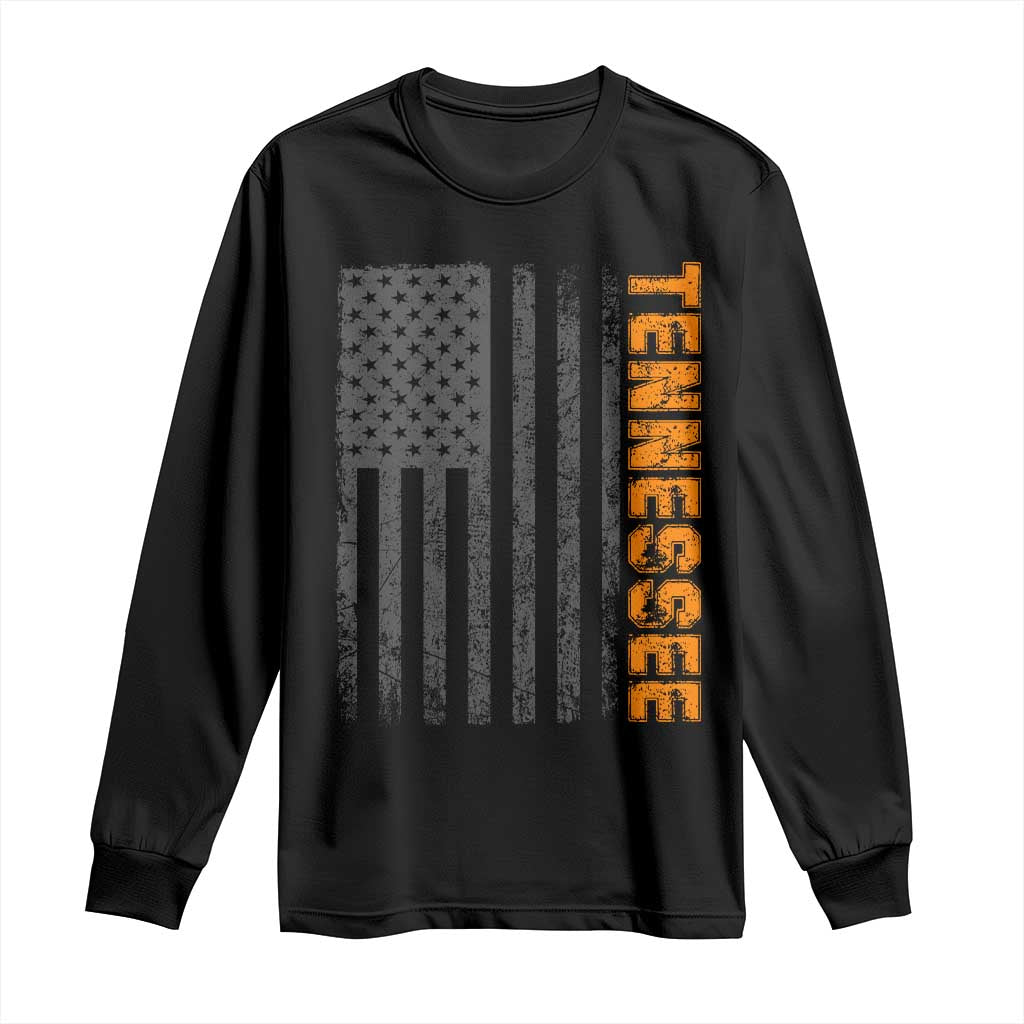 Vintage Tennessee Long Sleeve Shirt Retro Orange TN USA Flag Patriotic US State TS10 Black Print Your Wear