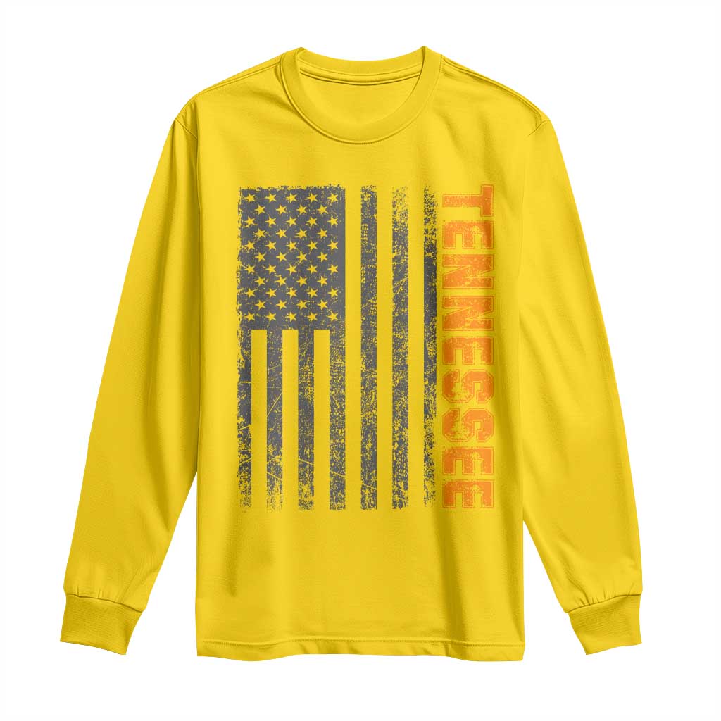 Vintage Tennessee Long Sleeve Shirt Retro Orange TN USA Flag Patriotic US State TS10 Daisy Print Your Wear
