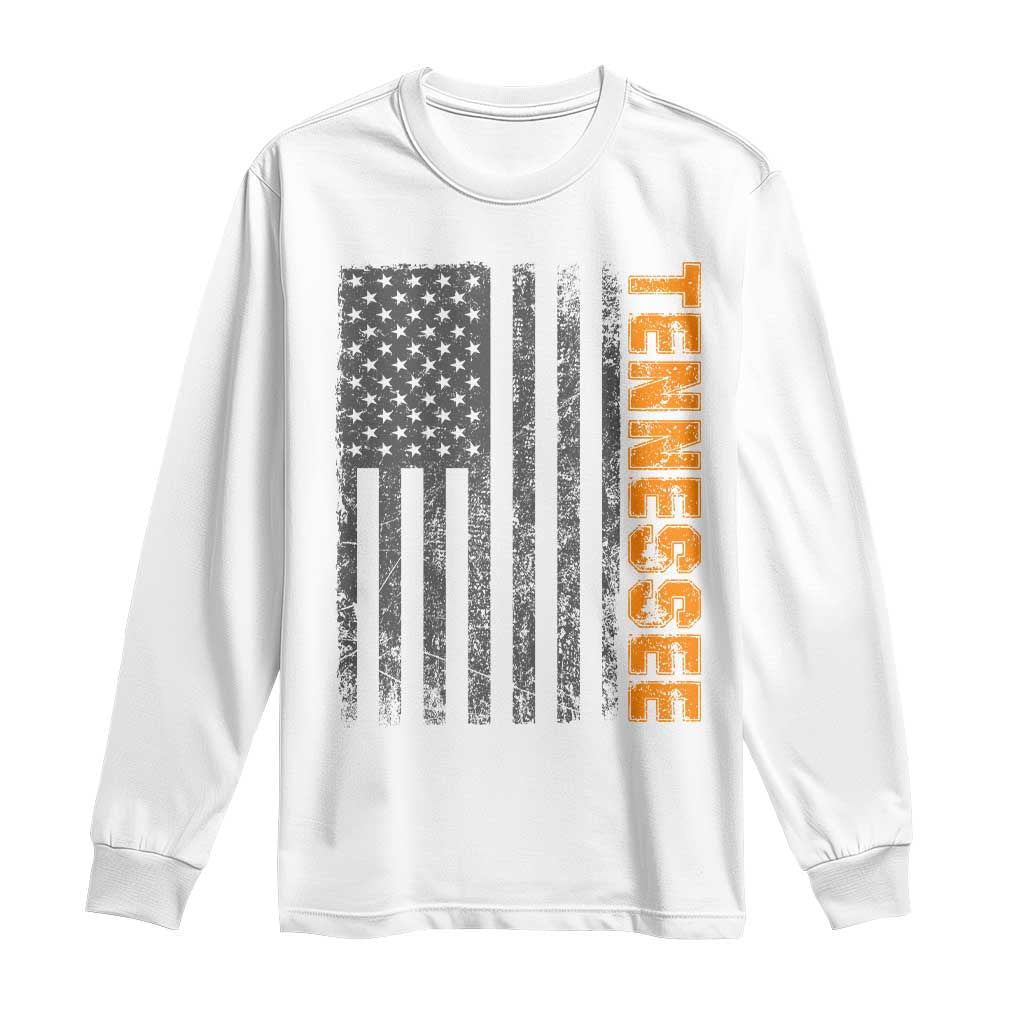 Vintage Tennessee Long Sleeve Shirt Retro Orange TN USA Flag Patriotic US State TS10 White Print Your Wear