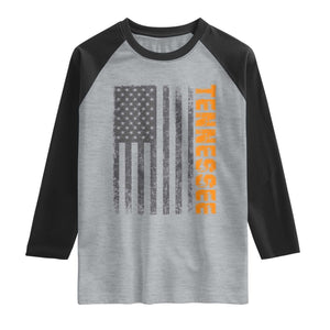 Vintage Tennessee Raglan Shirt Retro Orange TN USA Flag Patriotic US State TS10 Heather Gray Black Print Your Wear