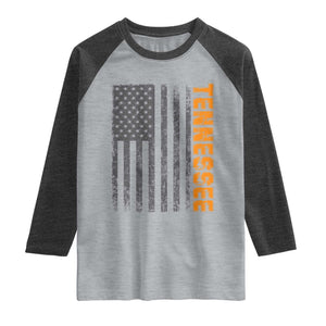 Vintage Tennessee Raglan Shirt Retro Orange TN USA Flag Patriotic US State TS10 Heather Gray Heather Charcoal Print Your Wear