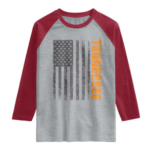Vintage Tennessee Raglan Shirt Retro Orange TN USA Flag Patriotic US State TS10 Heather Gray Heather Red Print Your Wear