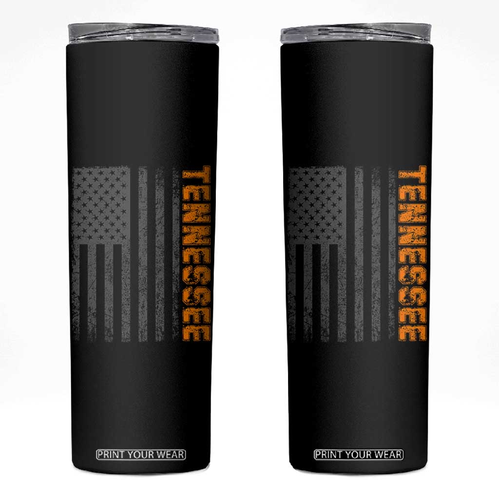 Vintage Tennessee Skinny Tumbler Retro Orange TN USA Flag Patriotic US State TS10 Black Print Your Wear