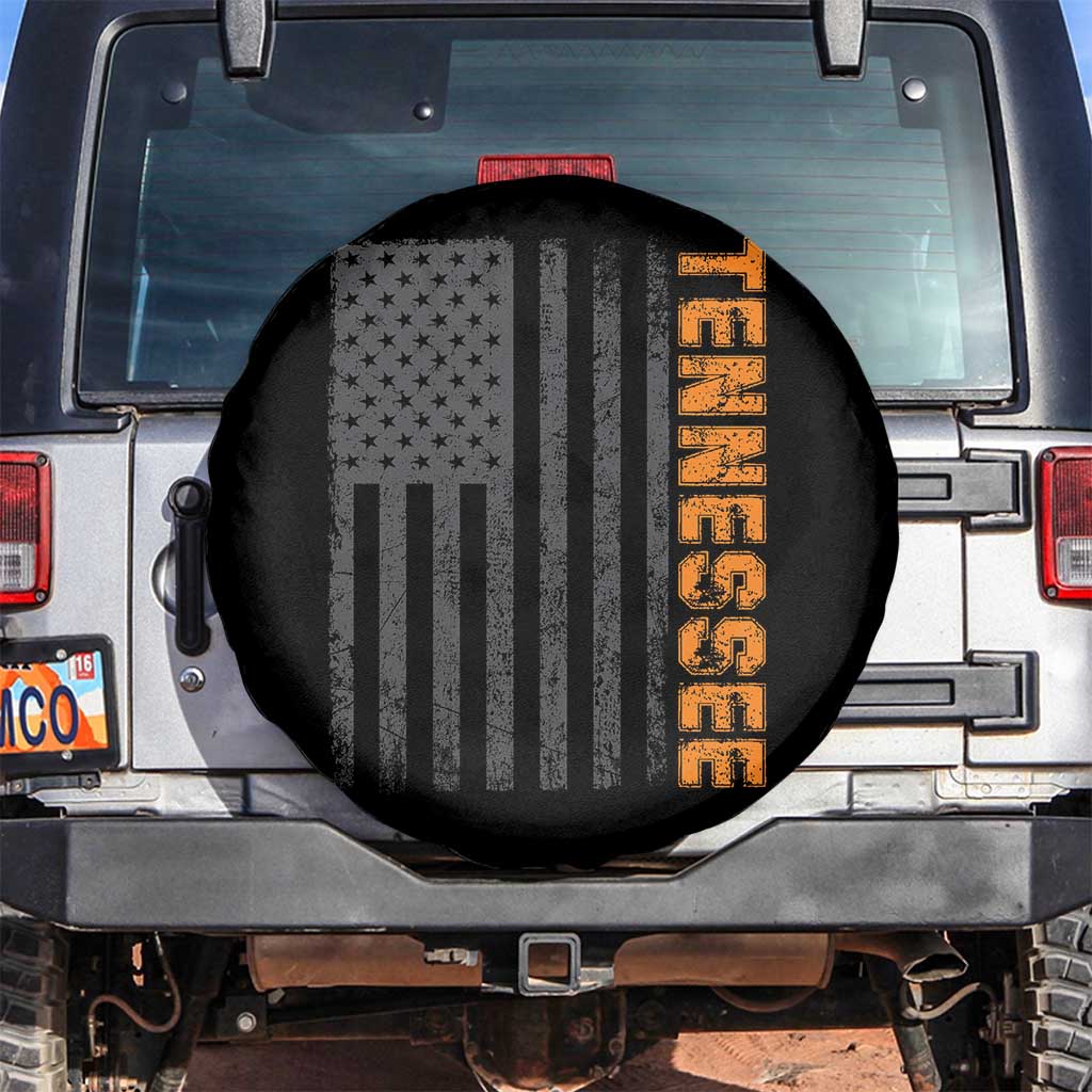 Vintage Tennessee Spare Tire Cover Retro Orange TN USA Flag Patriotic US State TS10 No hole Black Print Your Wear