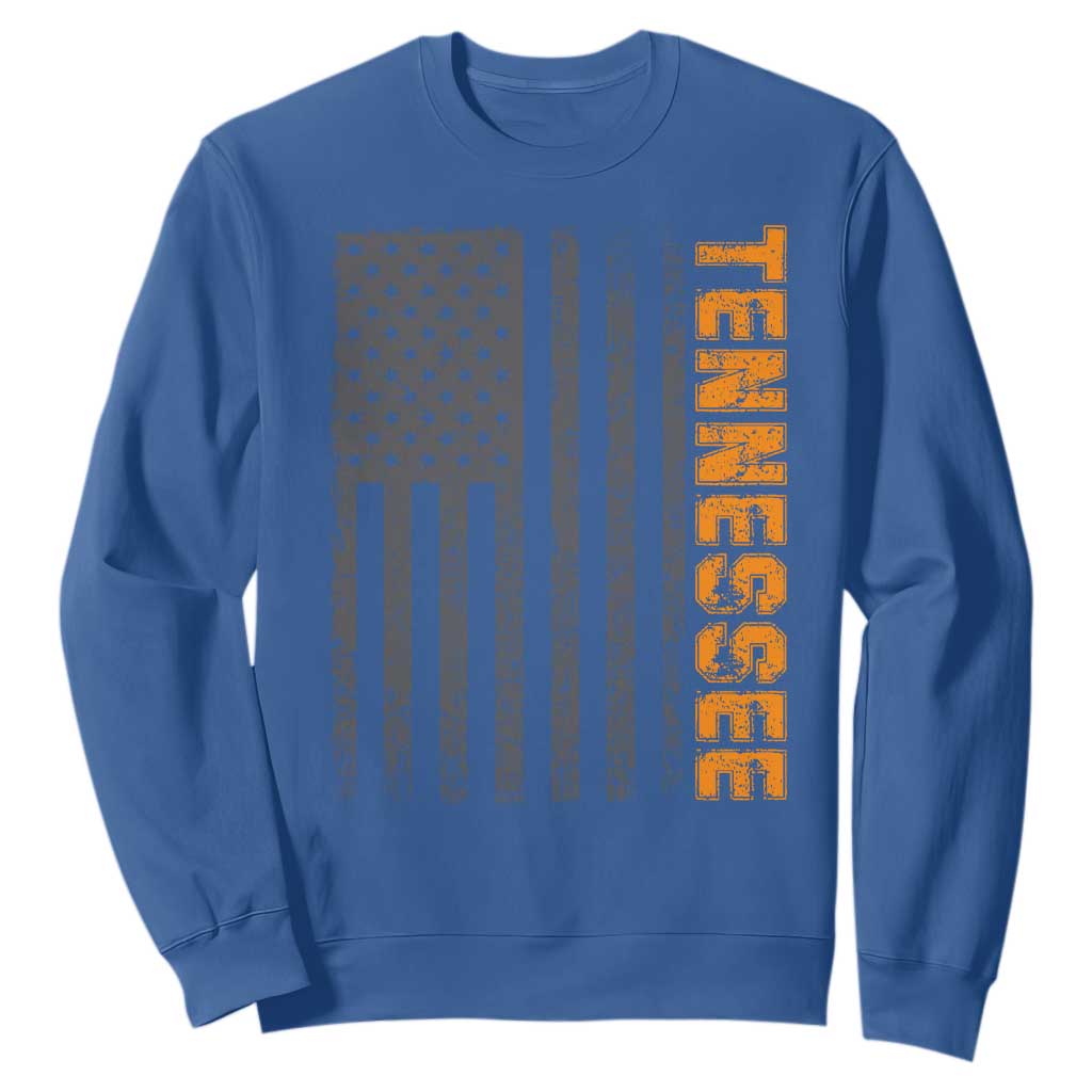 Vintage Tennessee Sweatshirt Retro Orange TN USA Flag Patriotic US State TS10 Royal Blue Print Your Wear