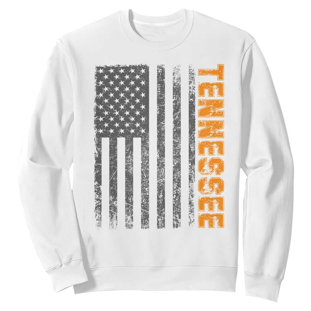 Vintage Tennessee Sweatshirt Retro Orange TN USA Flag Patriotic US State TS10 White Print Your Wear