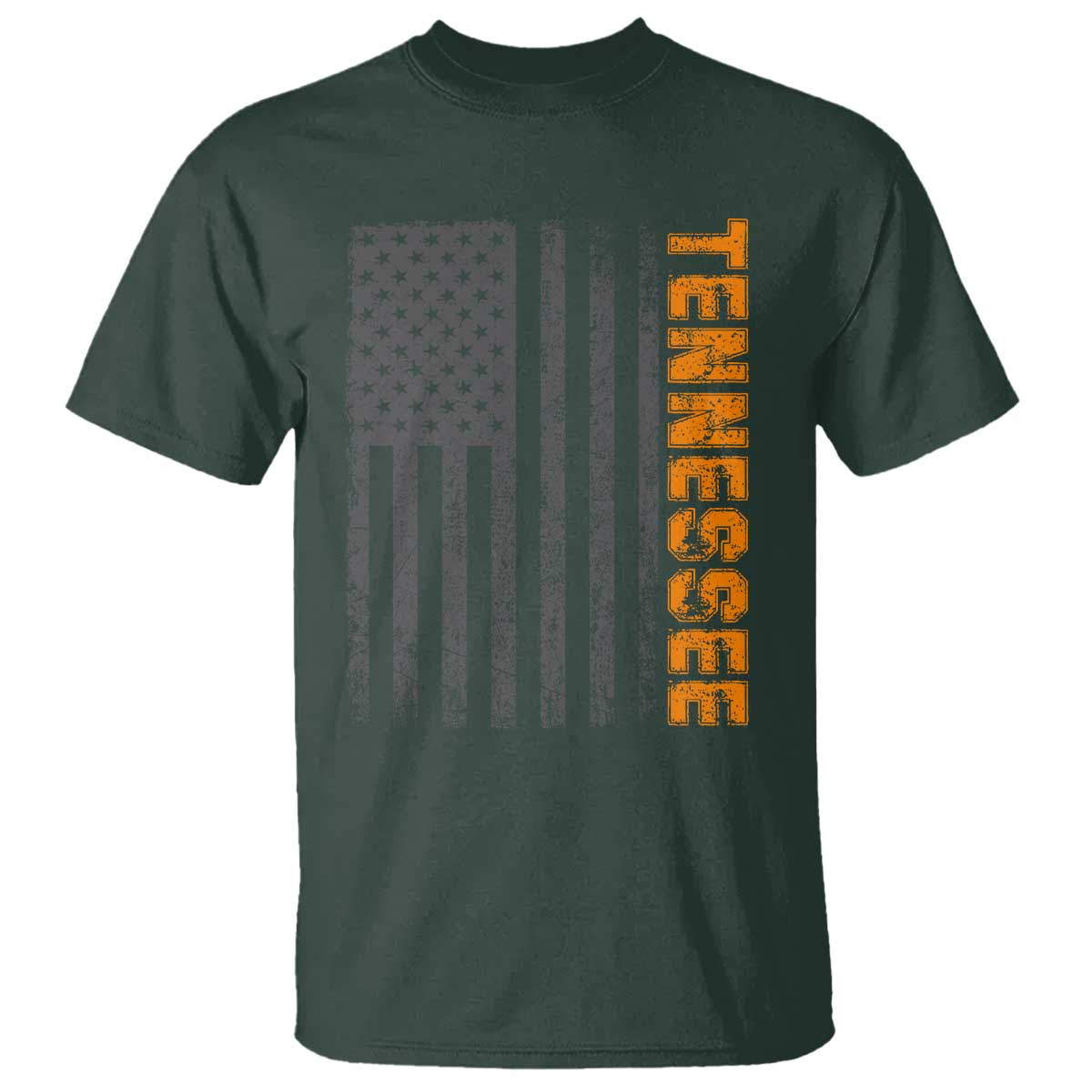 Vintage Tennessee T Shirt Retro Orange TN USA Flag Patriotic US State TS10 Dark Forest Green Print Your Wear