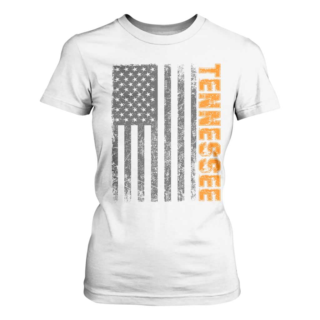 Vintage Tennessee T Shirt For Women Retro Orange TN USA Flag Patriotic US State TS10 White Print Your Wear