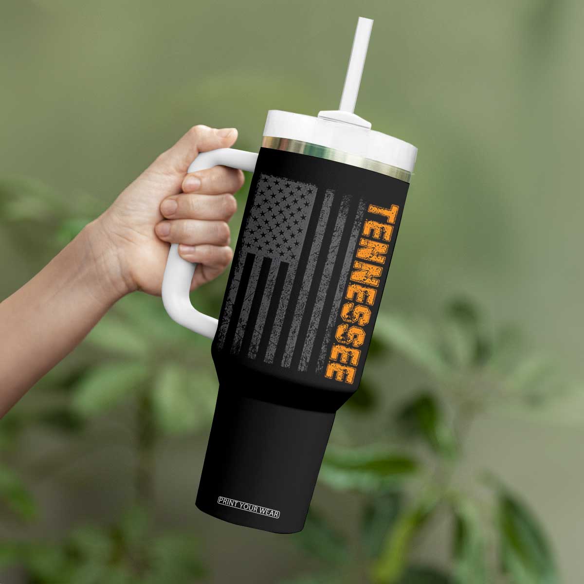 Vintage Tennessee Tumbler With Handle Retro Orange TN USA Flag Patriotic US State TS10 Print Your Wear
