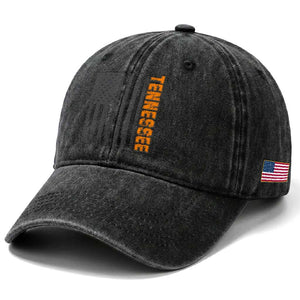 Vintage Tennessee Washed Cotton Baseball Cap Retro Orange TN USA Flag Patriotic US State TS10 Print Your Wear