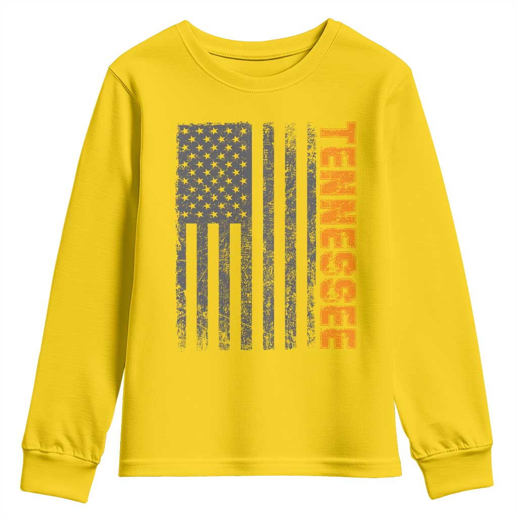 Vintage Tennessee Youth Sweatshirt Retro Orange TN USA Flag Patriotic US State TS10 Daisy Print Your Wear