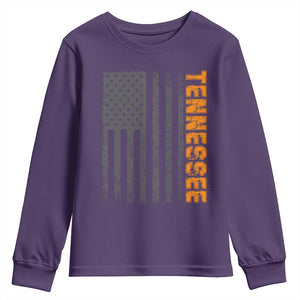 Vintage Tennessee Youth Sweatshirt Retro Orange TN USA Flag Patriotic US State TS10 Purple Print Your Wear