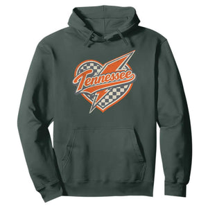 Vintage Tennessee Hoodie Checkered Heart Love TN Orange US State TS10 Dark Forest Green Print Your Wear