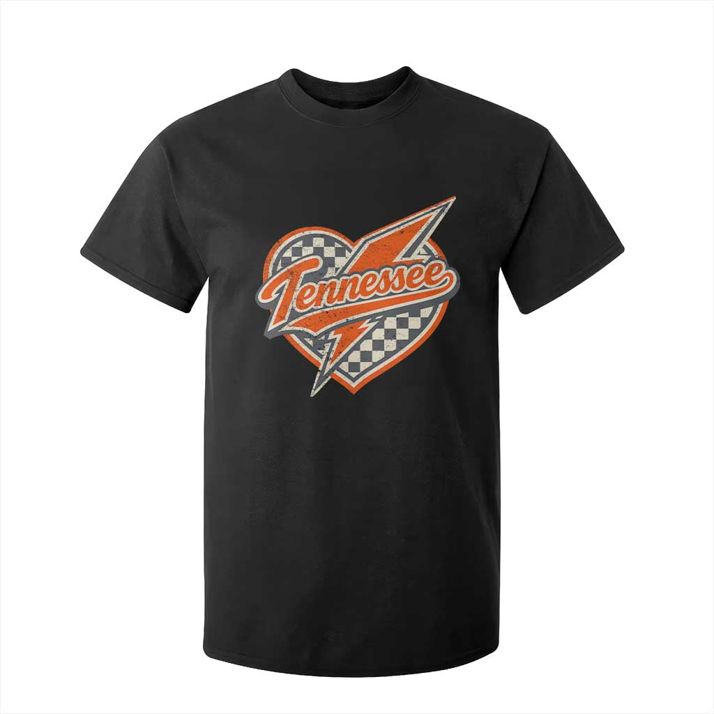 Vintage Tennessee T Shirt For Kid Checkered Heart Love TN Orange US State TS10 Black Print Your Wear