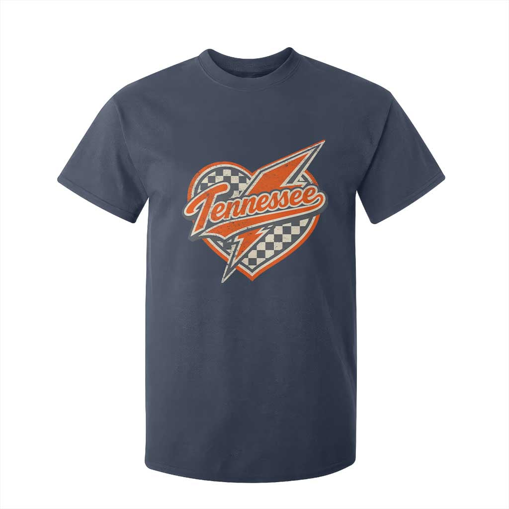 Vintage Tennessee T Shirt For Kid Checkered Heart Love TN Orange US State TS10 Navy Print Your Wear