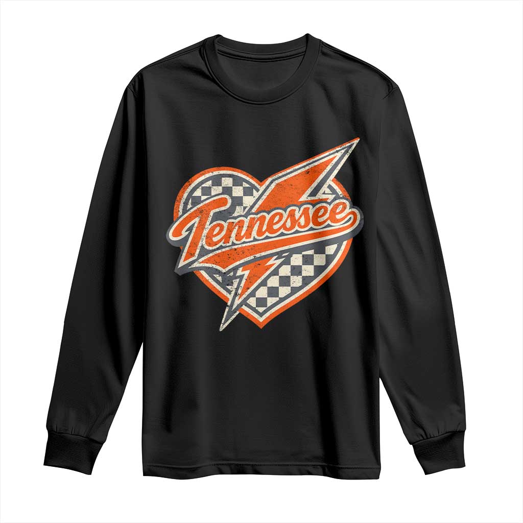 Vintage Tennessee Long Sleeve Shirt Checkered Heart Love TN Orange US State TS10 Black Print Your Wear