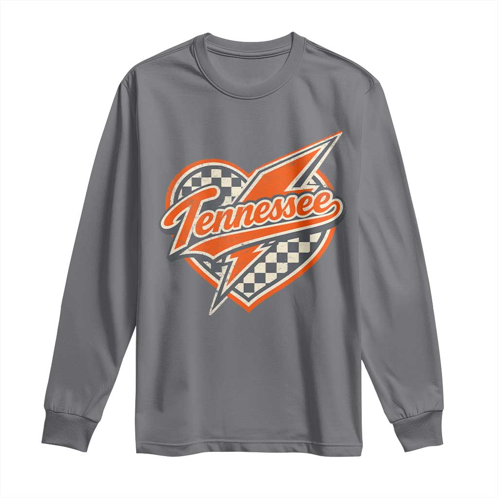 Vintage Tennessee Long Sleeve Shirt Checkered Heart Love TN Orange US State TS10 Charcoal Print Your Wear
